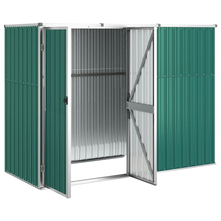 Vidaxl jardin hangar 225x89x161 cm en acier galvanisé vert