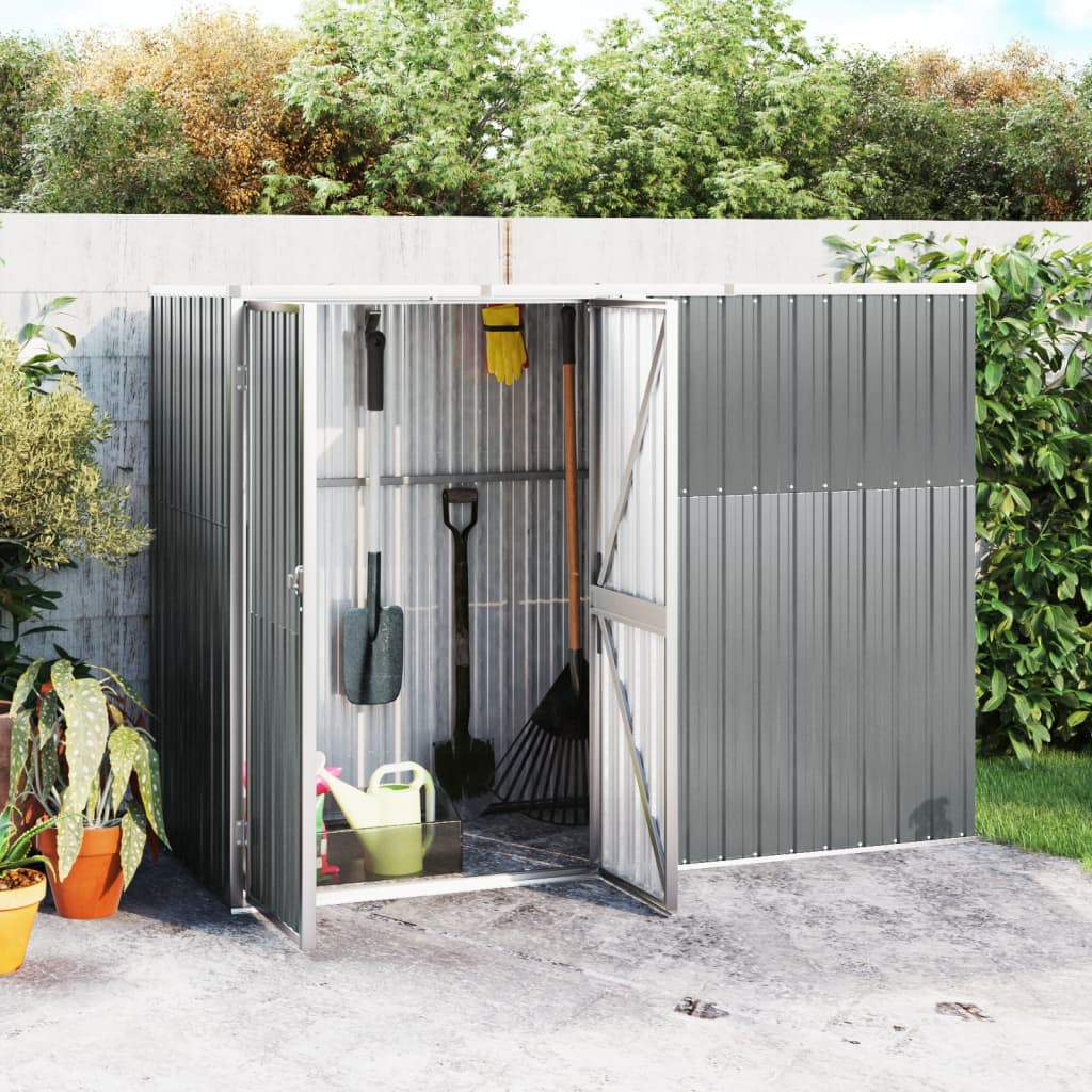 SHED JARDIN VIDAXL 225x89x161 cm Gray en acier galvanisé