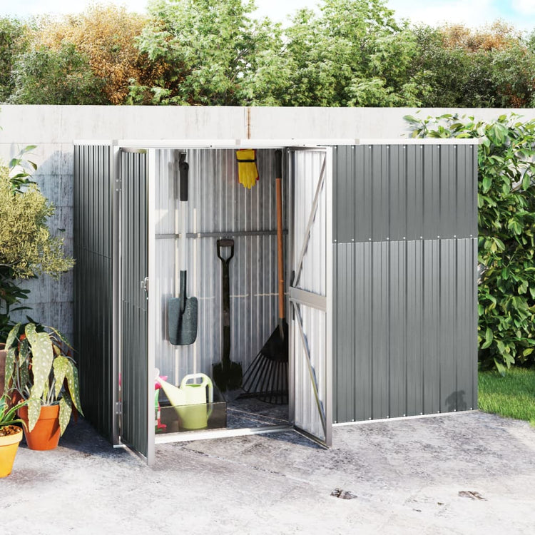 SHED JARDIN VIDAXL 225x89x161 cm Gray en acier galvanisé
