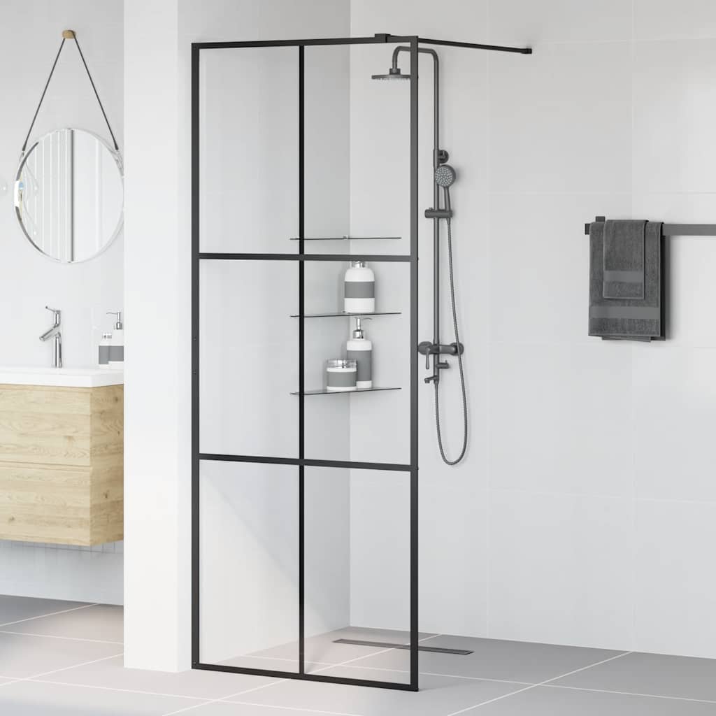 Vidaxl Walk-In Walk-In Walk 80x195 cm ESG-glas transparent et noir