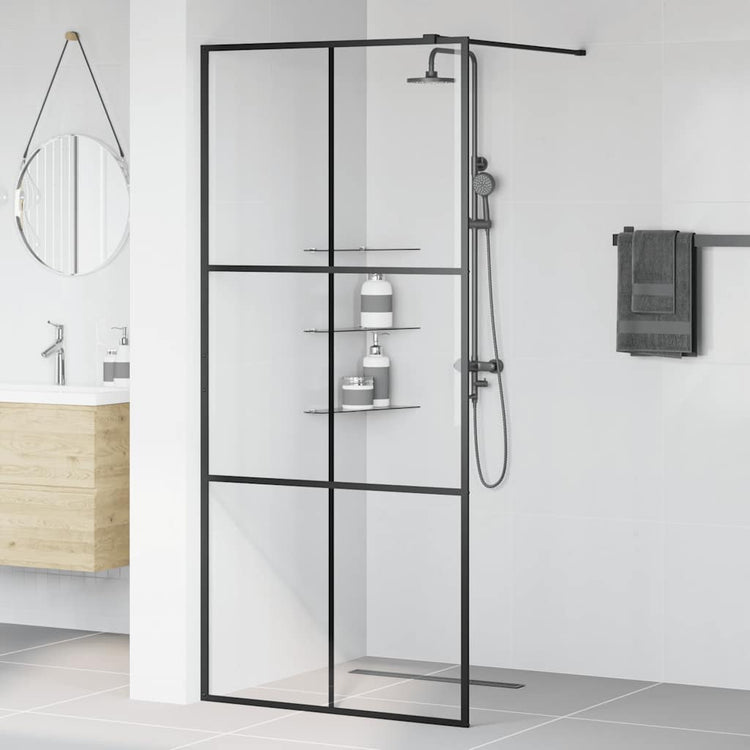 Vidaxl Walk-In Walk-In Walk Mur 90x195 cm ESG-GLAS transparent et noir