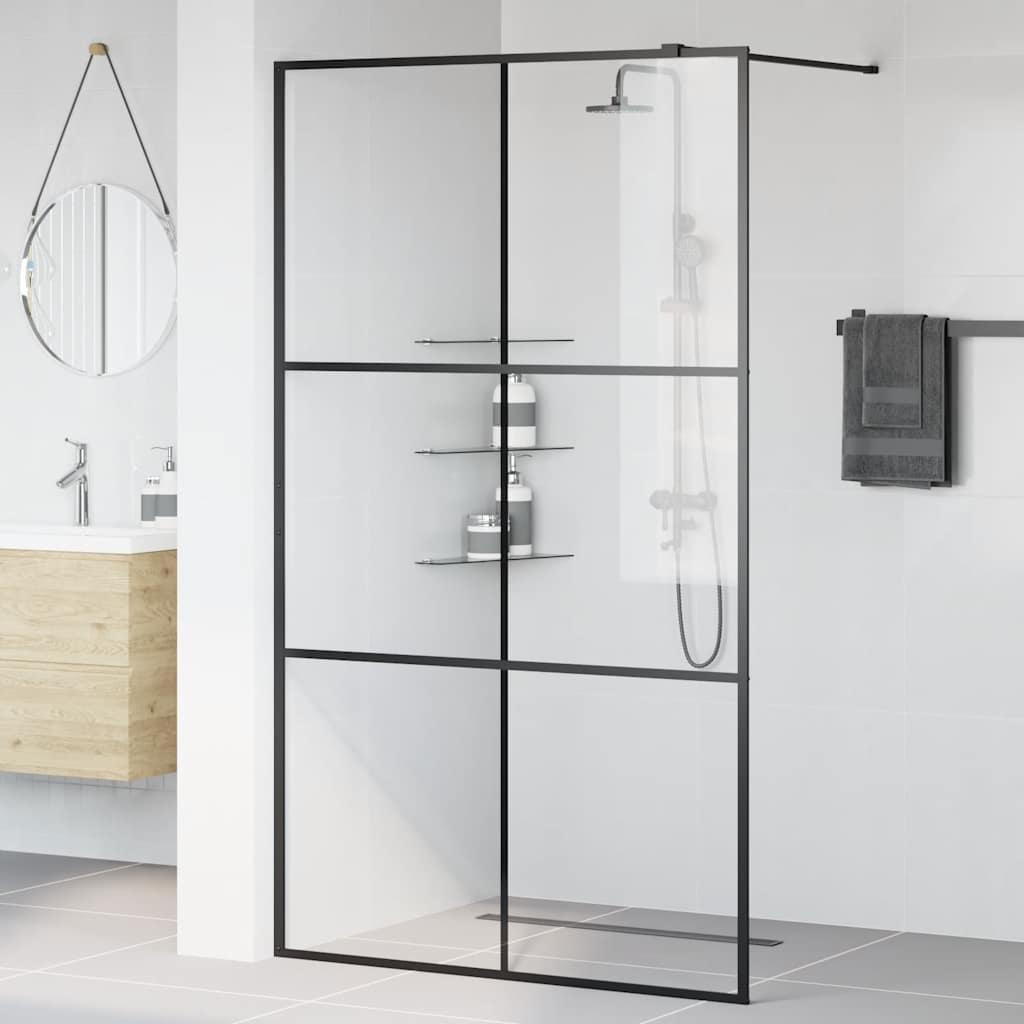 Vidaxl Walk-In Walking Murn 115x195 cm esg-glas transparent et noir