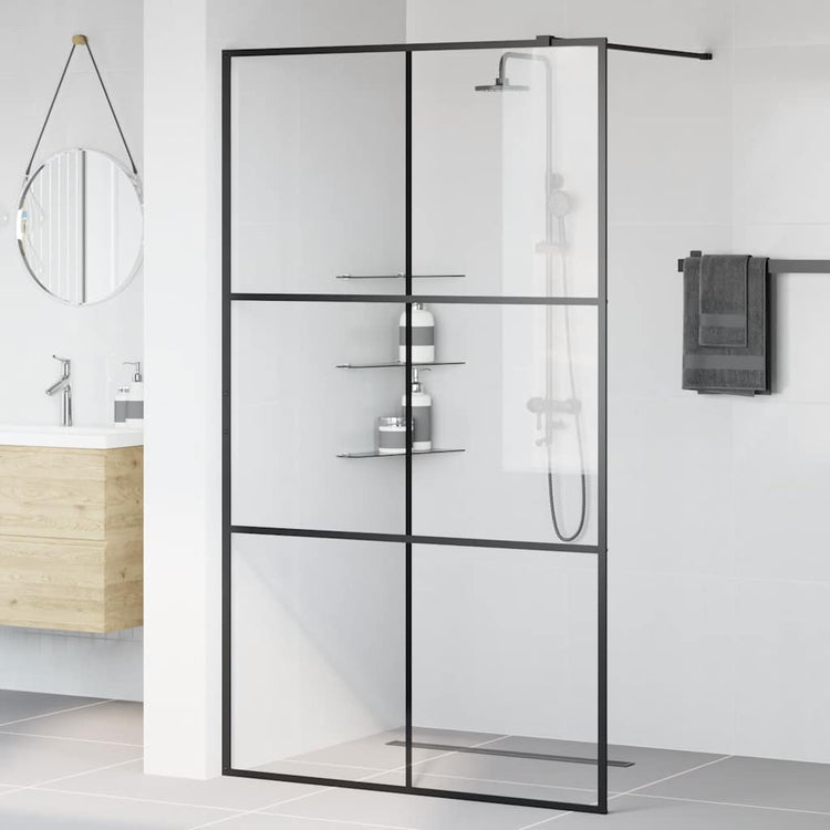 Vidaxl Walk-In Walking Murn 115x195 cm esg-glas transparent et noir