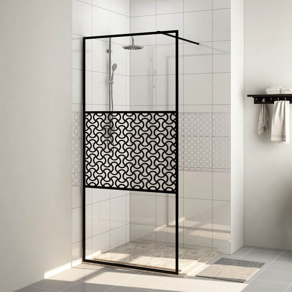 Vidaxl Walk-In Walking Mur 80x195 cm esg-glas transparent et noir