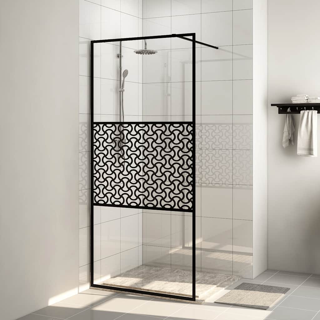 Vidaxl Walk-In Walk Walk 115x195 cm ESG-glas transparent et noir