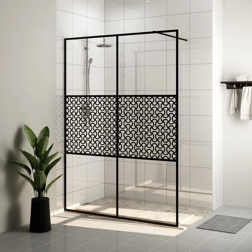 Vidaxl Walk-In Walking Mur 140x195 cm ESG-GLAS transparent et noir