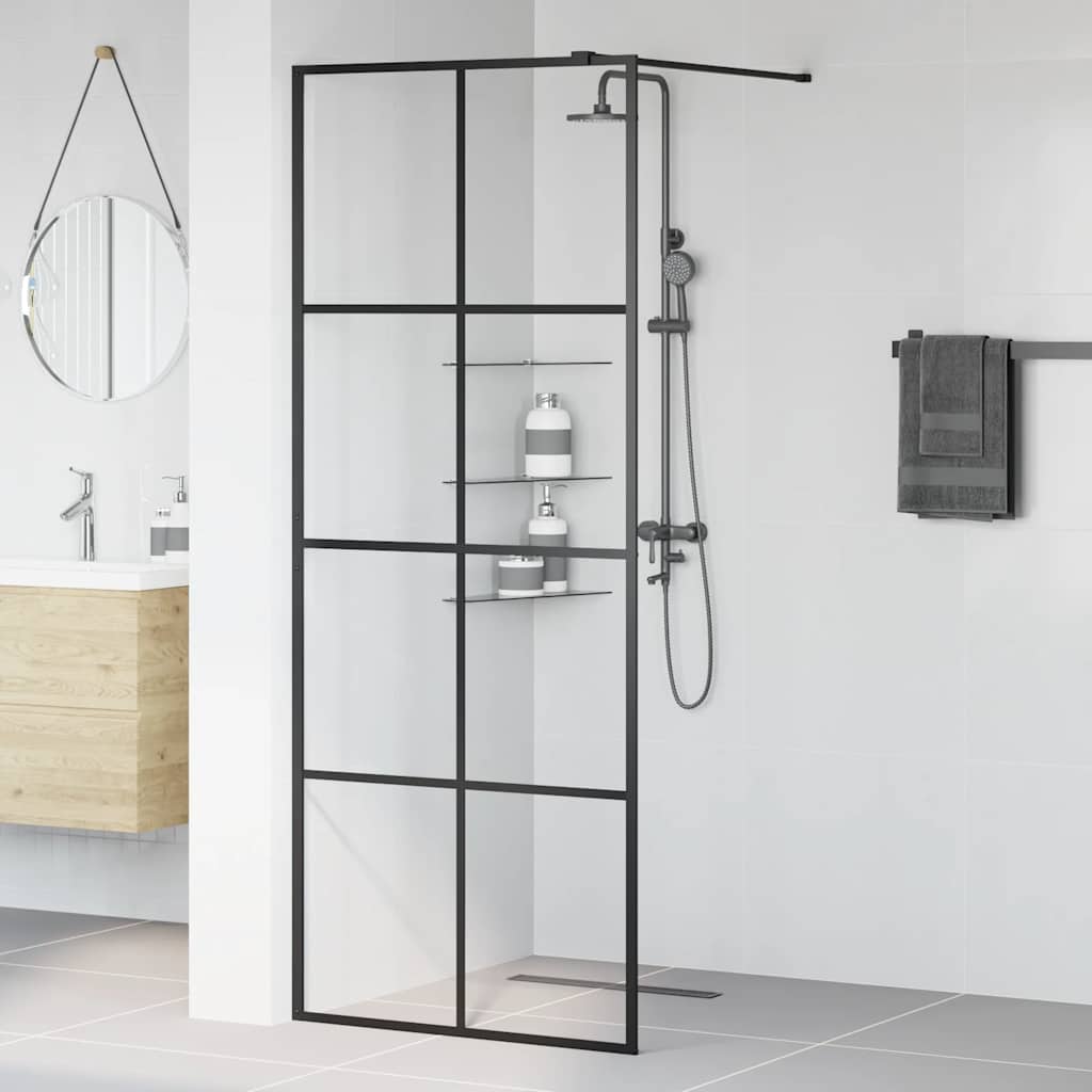 Vidaxl Walk-In Walking Mur 80x195 cm esg-glas transparent et noir
