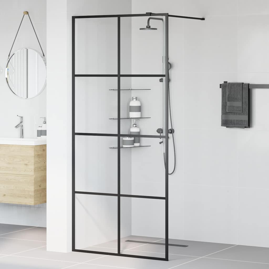 Vidaxl Walk-In Walk-In Walk Mur 90x195 cm ESG-GLAS transparent et noir