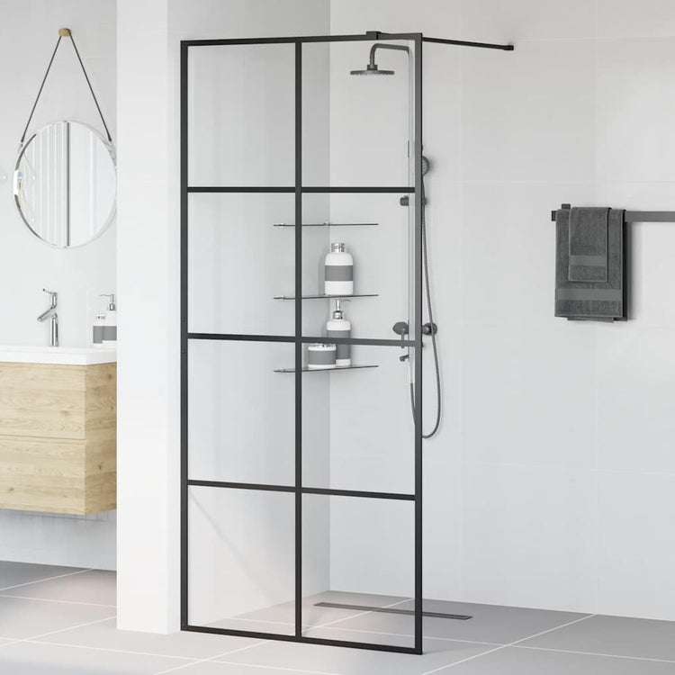 Vidaxl Walk-In Walk-In Walk Mur 90x195 cm ESG-GLAS transparent et noir
