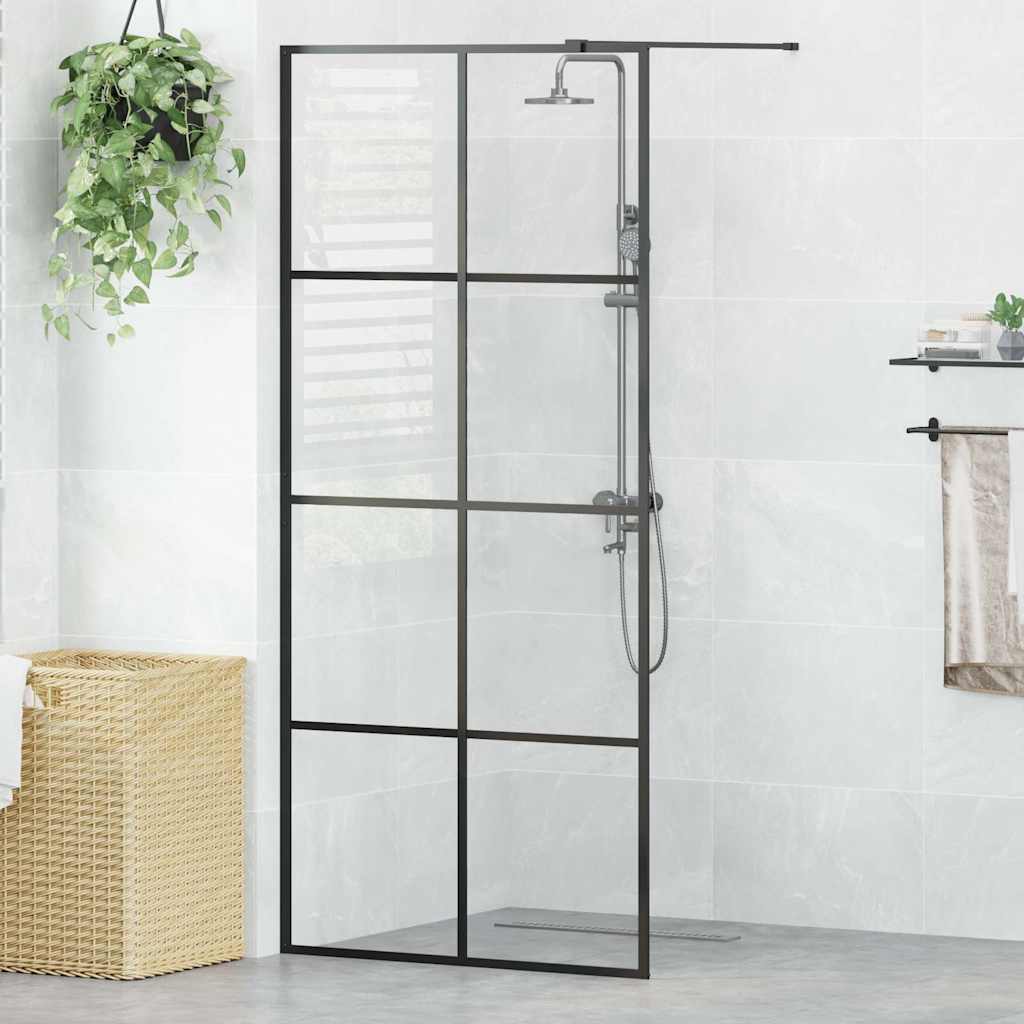 Vidaxl Walk-In Walk-In Walk Mur 90x195 cm ESG-GLAS transparent et noir
