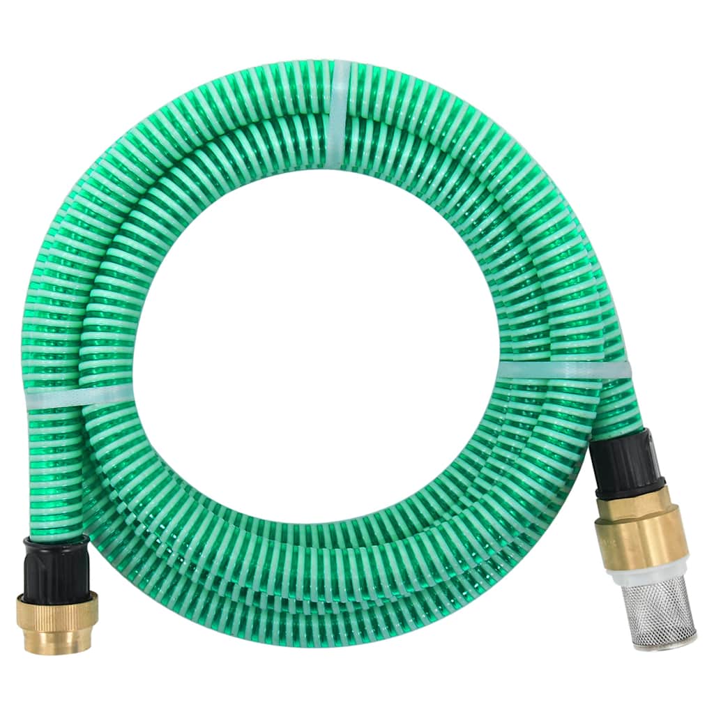 Tuyau d'aspiration vidaxl avec accouplements en laiton 1,1 '' 5 m en PVC vert