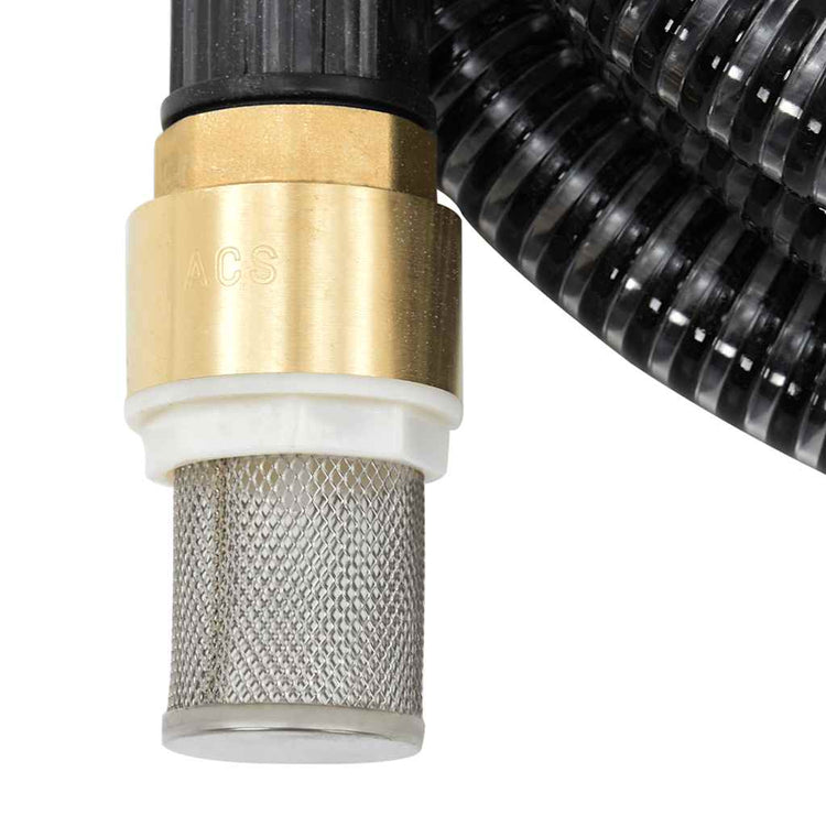 Vidaxl Sucking tuyau avec accouplements en laiton 1.1 '' 4 M PVC noir