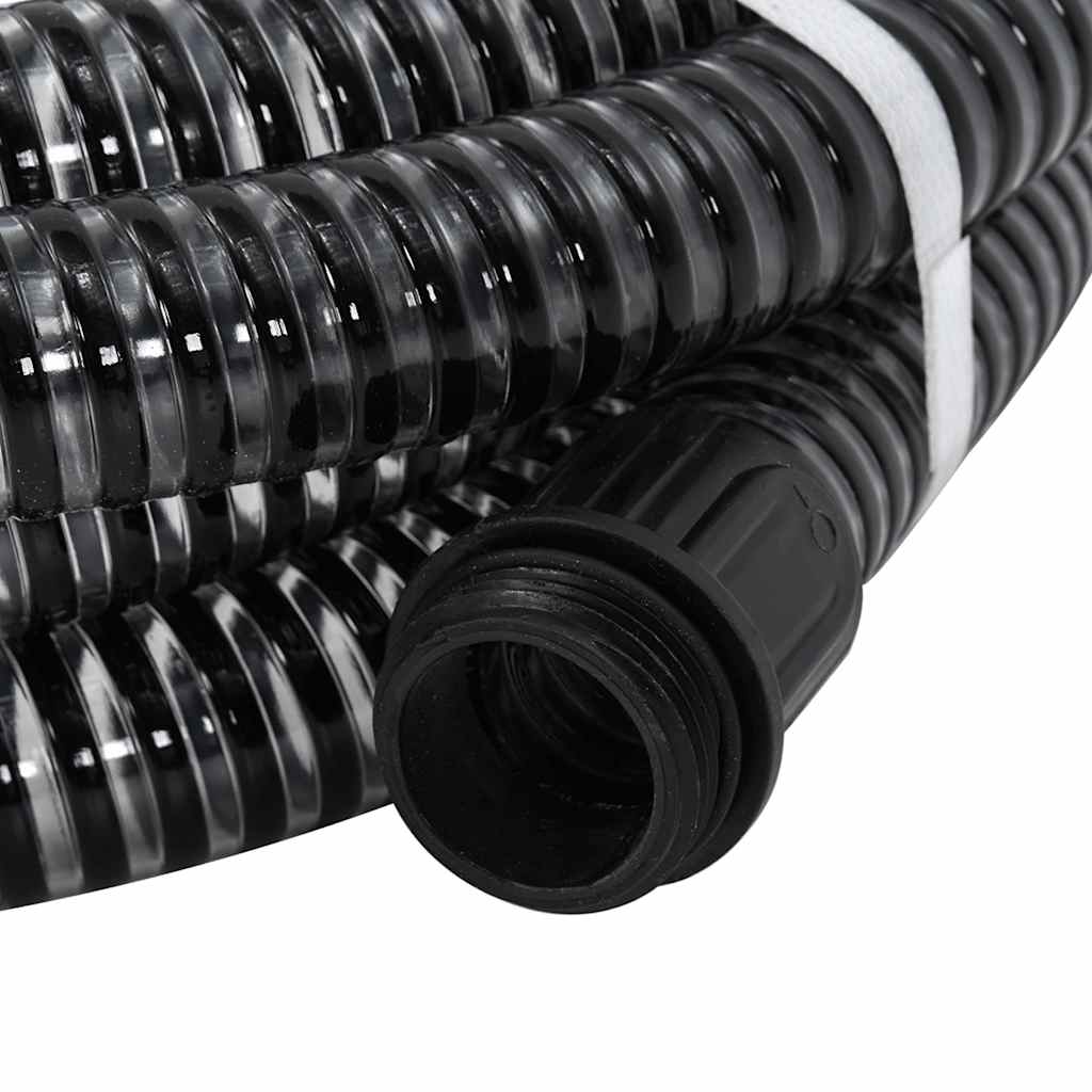 Vidaxl Sucking tuyau avec accouplements en laiton 1.1 '' 4 M PVC noir