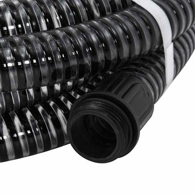 Vidaxl Sucking tuyau avec accouplements en laiton 1.1 '' 4 M PVC noir