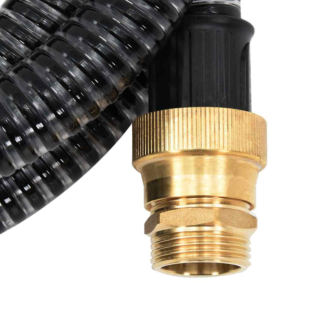 Vidaxl Sucking tuyau avec accouplements en laiton 1.1 '' 4 M PVC noir