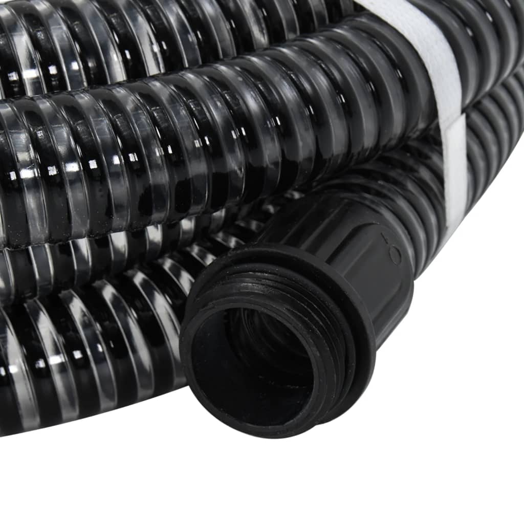 Vidaxl Sucking tuyau avec accouplements en laiton 1,1 '' 5 m PVC noir