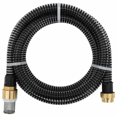 Vidaxl Sucking tuyau avec accouplements en laiton 1.1 '' 7 m PVC noir