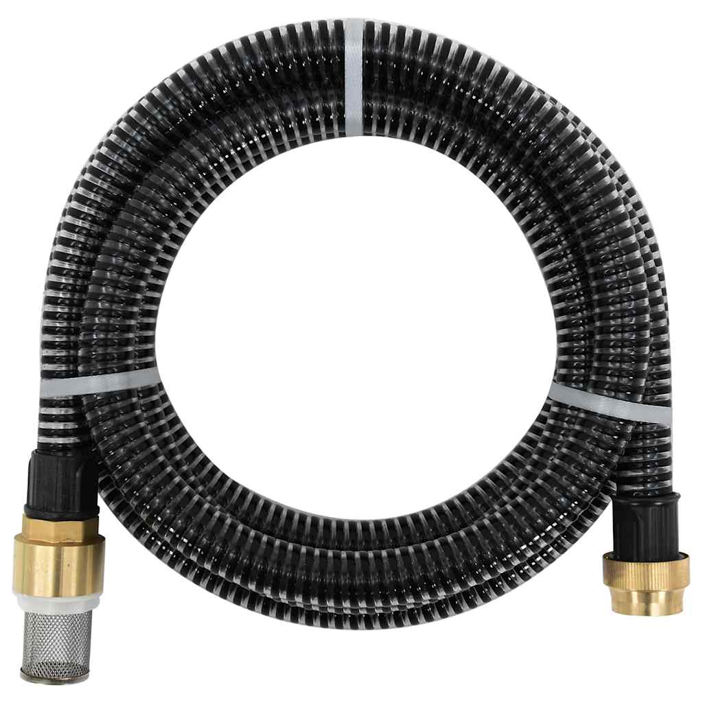 Vidaxl Sucking tuyau avec accouplements en laiton 1,1 '' 15 m PVC noir