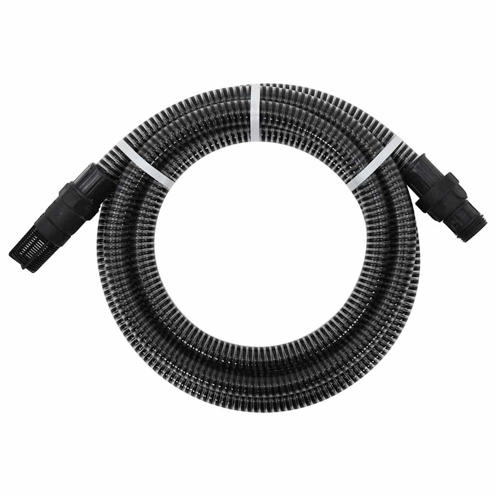 Vidaxl Sucking tuyau avec couplages en PVC 1.1 '' 4 M PVC noir