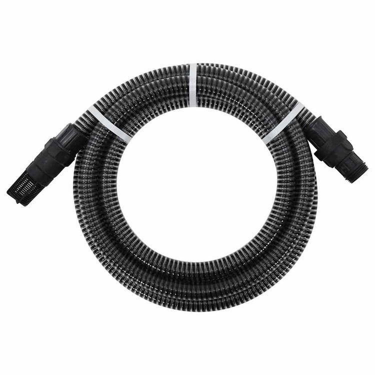 Vidaxl Sucking tuyau avec couplages en PVC 1.1 '' 4 M PVC noir