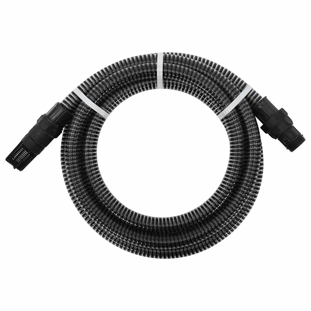 Vidaxl tuyau d'aspiration avec raccords PVC 1,1'' 7 m PVC noir