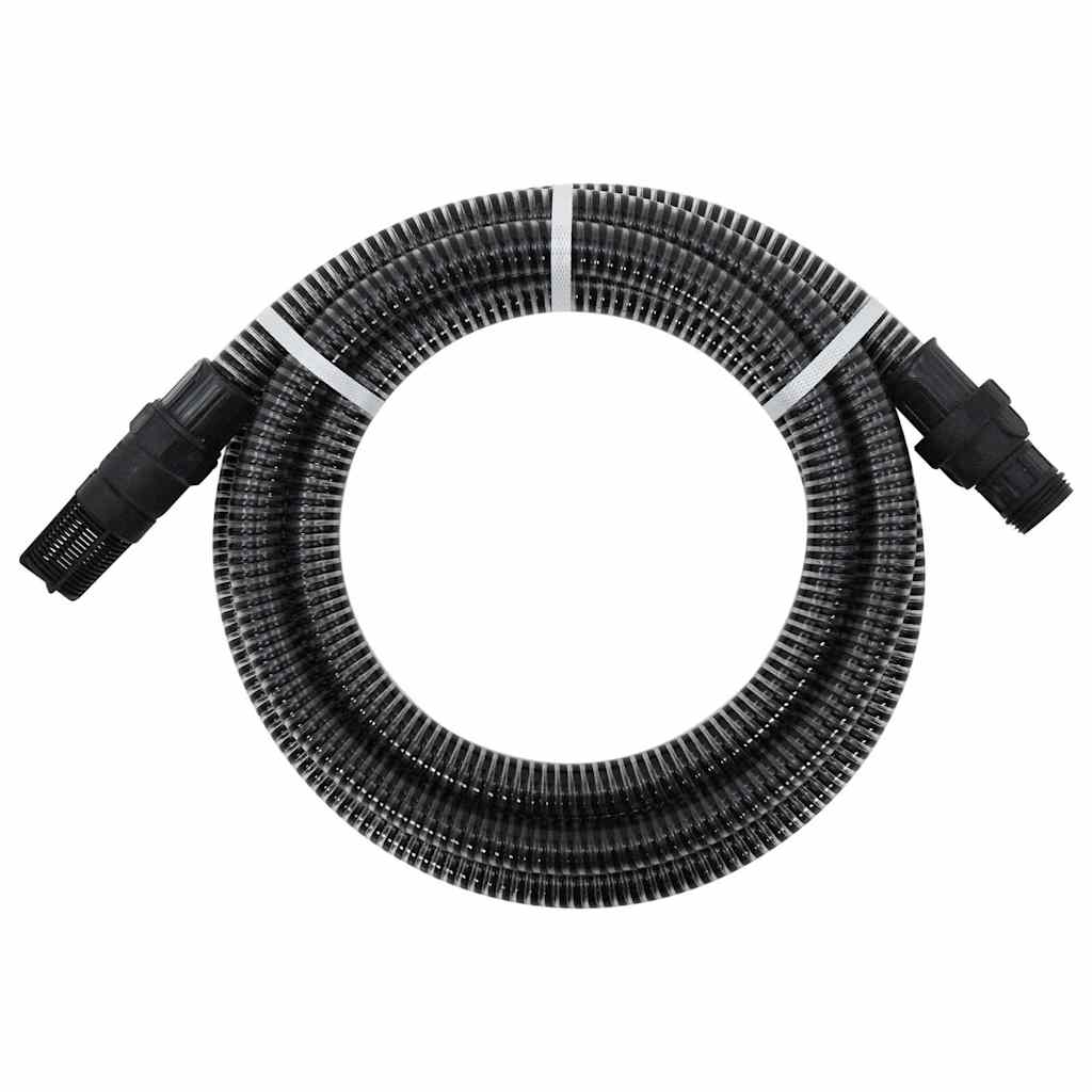 Vidaxl Sucking tuyau avec couplages en PVC 1.1 '' 10 m PVC noir