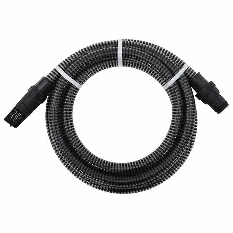 Vidaxl Sucking tuyau avec couplages en PVC 1.1 '' 10 m PVC noir