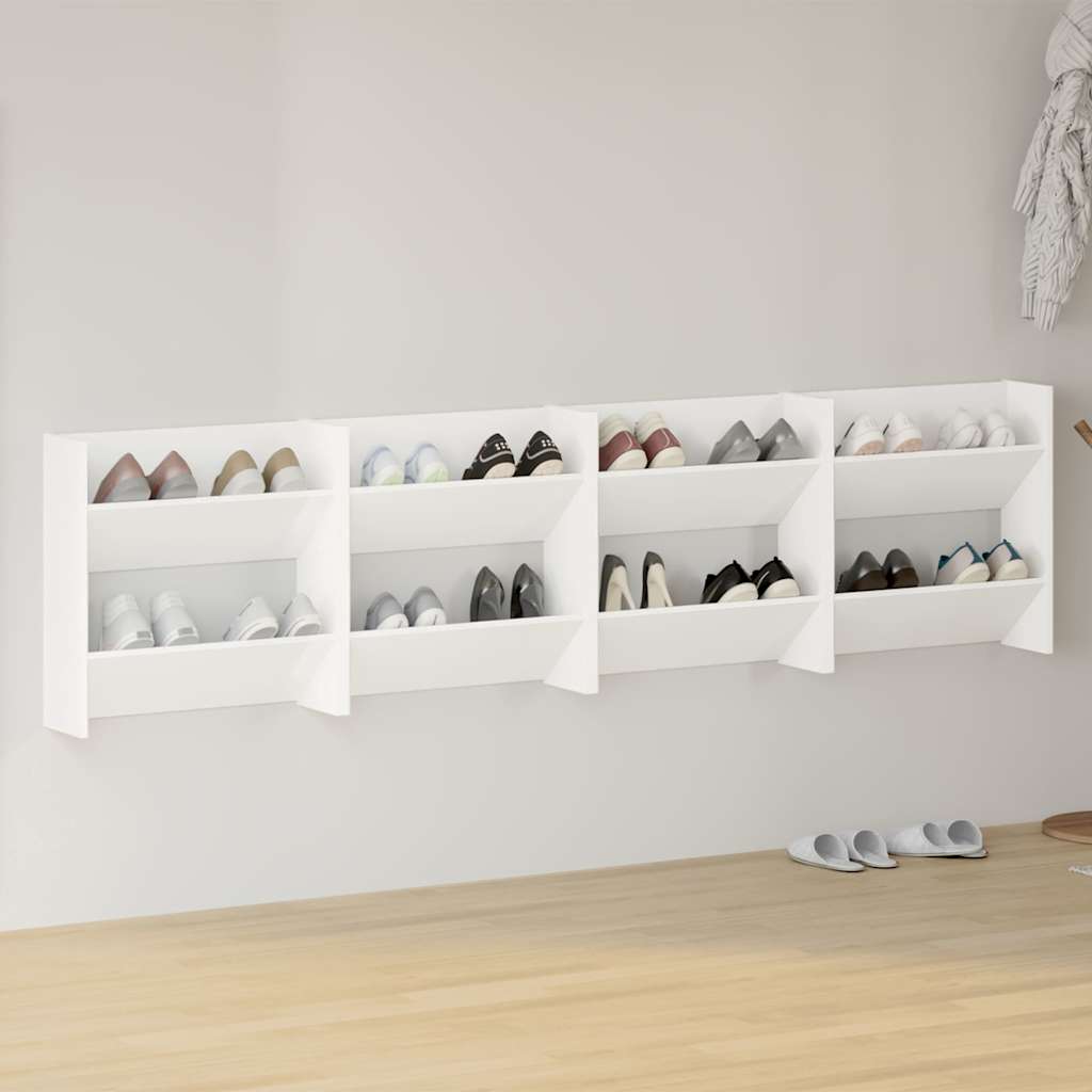 Vidaxx armoires à chaussures murales 4 pcs 60x18x60 cm bois d'ingénierie blanc