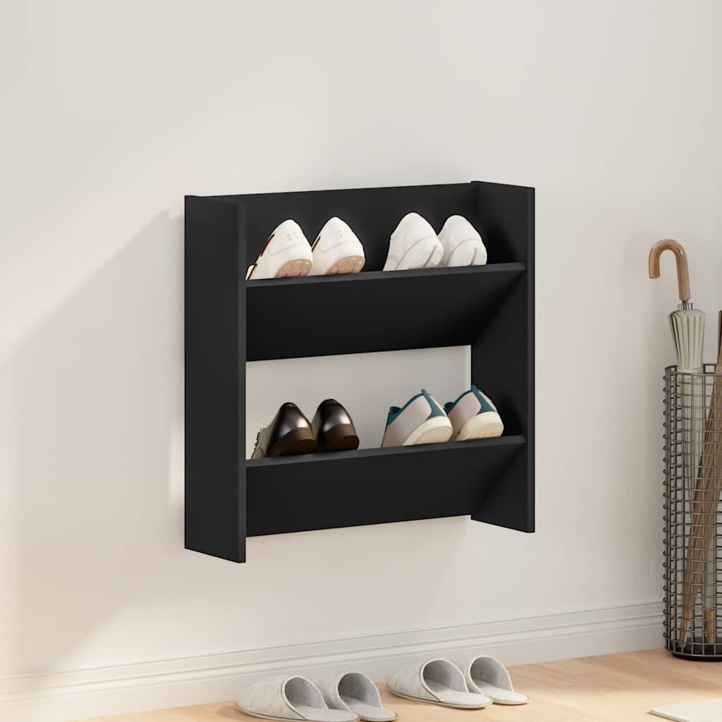 Armoire à chaussures murales vidaxl 60x18x60 cm en bois de bois propriété noir