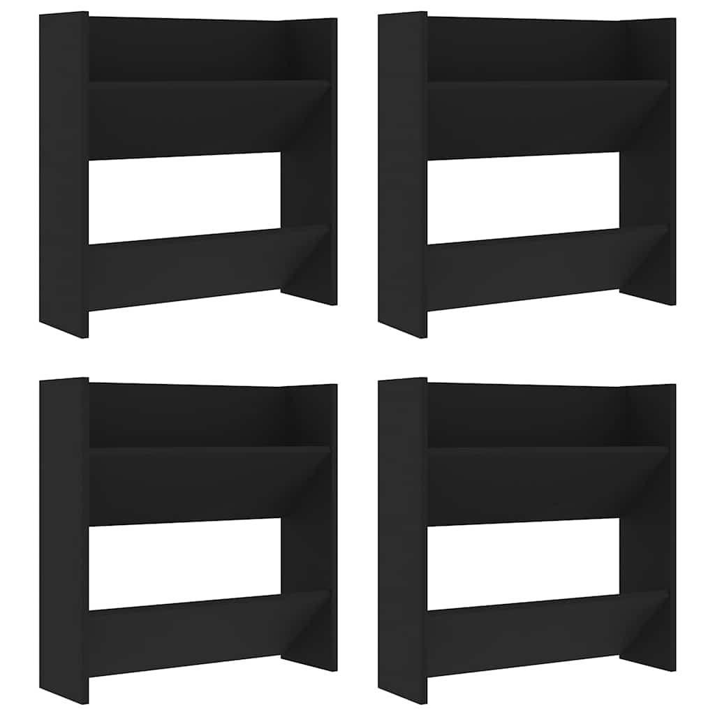 Armoires à chaussures murales vidaxl 4 pcs 60x18x60 cm en bois de propriété en noir