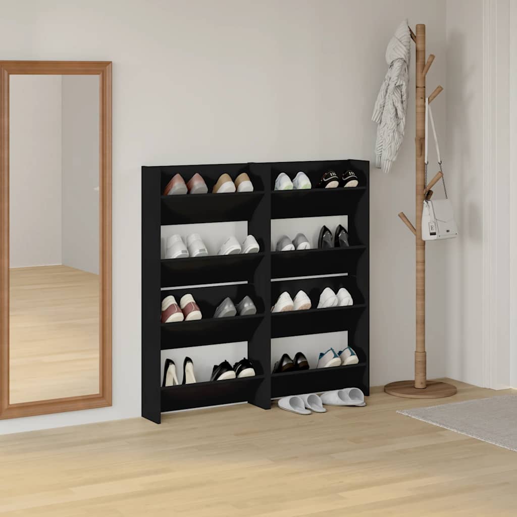 Armoires à chaussures murales vidaxl 4 pcs 60x18x60 cm en bois de propriété en noir