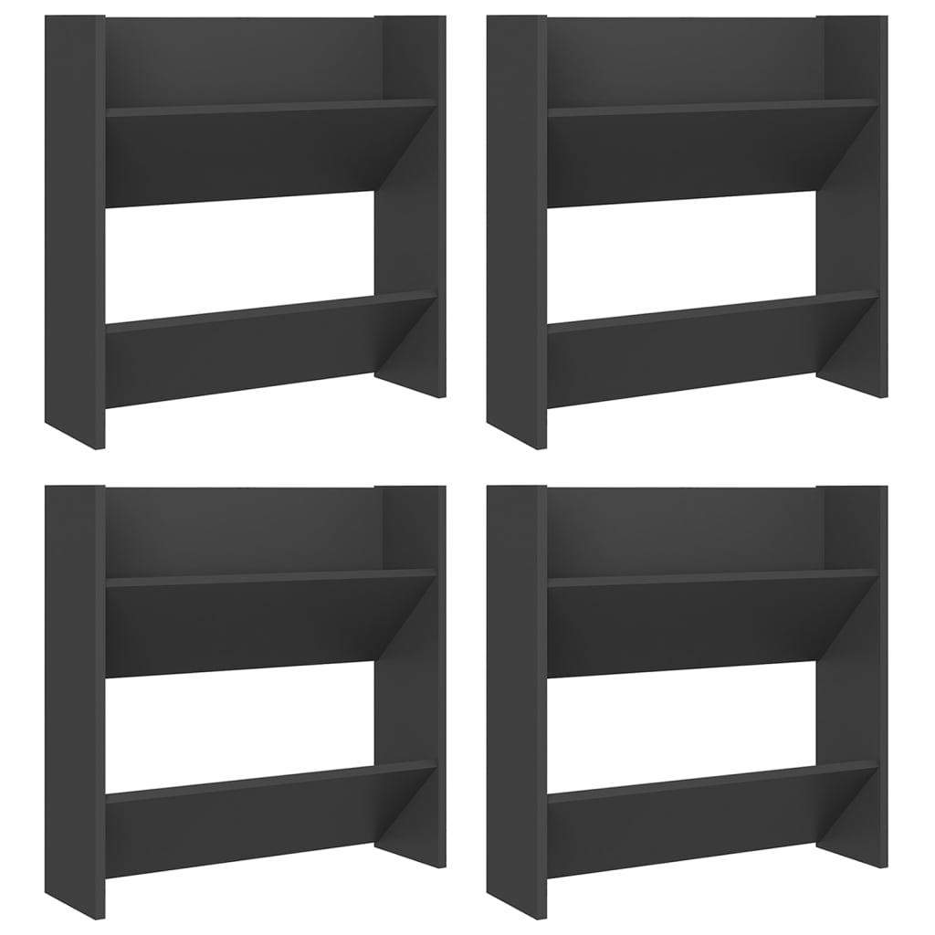 Armoires à chaussures murales vidaxl 4 pcs 60x18x60 cm en bois gris en bois