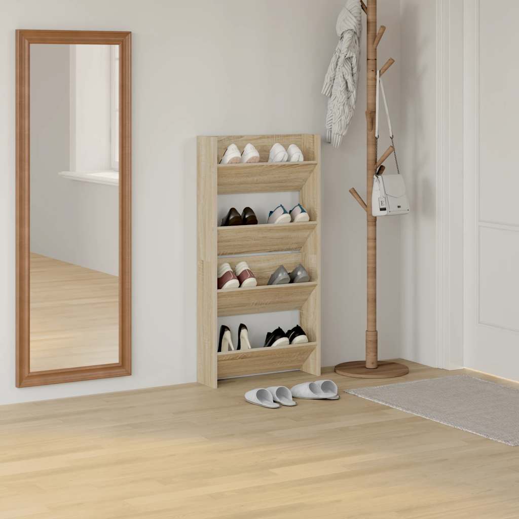 Vidaxx armoires à chaussures murales 2 pcs 60x18x60 cm aggloméré chêne sonoma