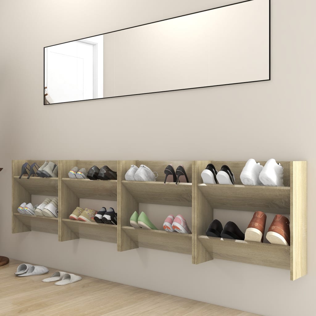 Armoires à chaussures murales vidaxl 4 pcs 60x18x60 cm en bois sonoma en bois sonoma