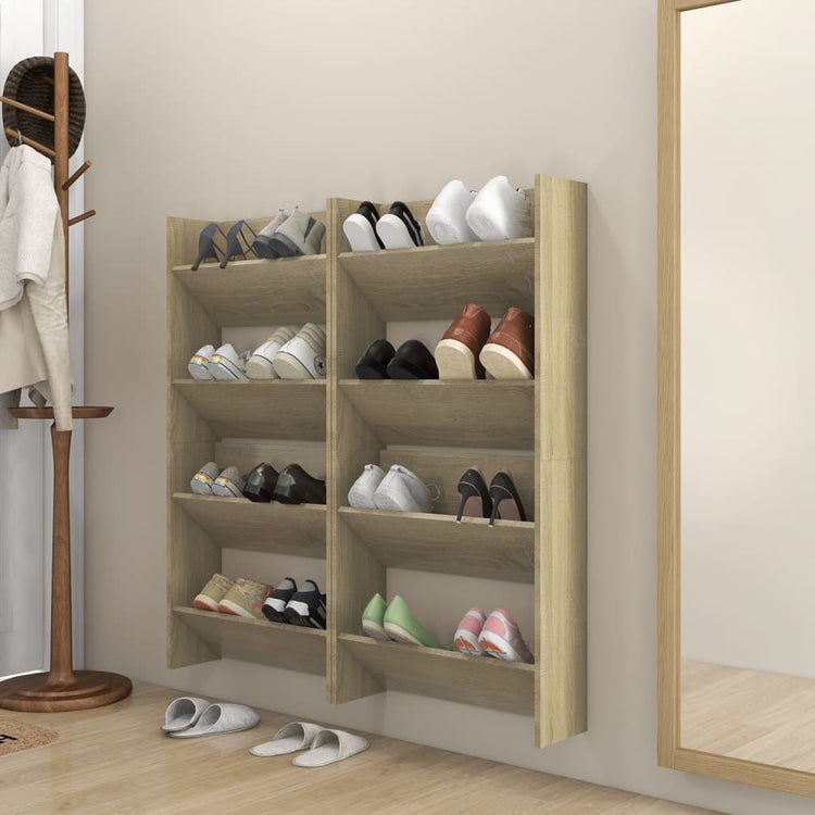 Armoires à chaussures murales vidaxl 4 pcs 60x18x60 cm en bois sonoma en bois sonoma