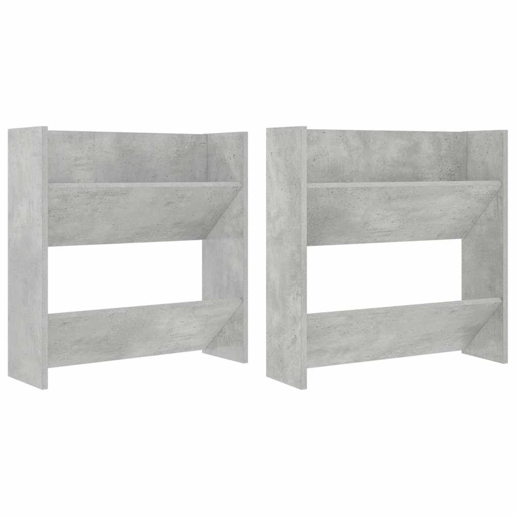 Vidaxx armoires à chaussures murales 2 pcs 60x18x60 cm aggloméré gris béton