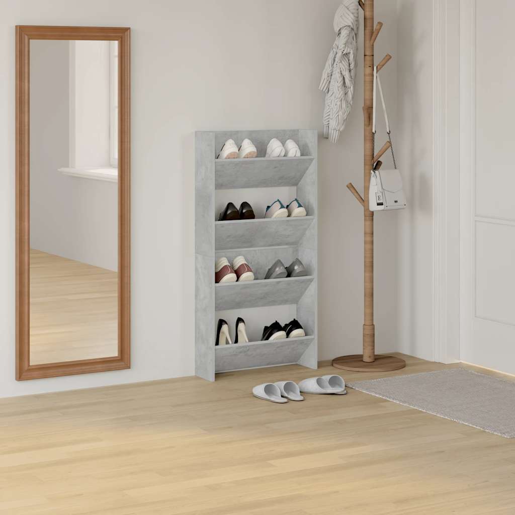 Vidaxx armoires à chaussures murales 2 pcs 60x18x60 cm aggloméré gris béton
