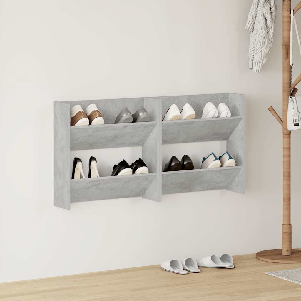 Vidaxx armoires à chaussures murales 2 pcs 60x18x60 cm aggloméré gris béton