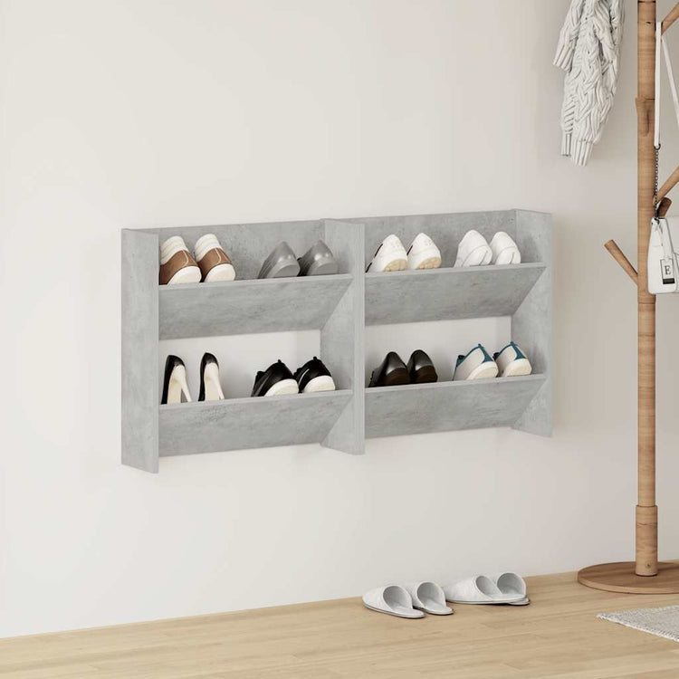 Vidaxx armoires à chaussures murales 2 pcs 60x18x60 cm aggloméré gris béton