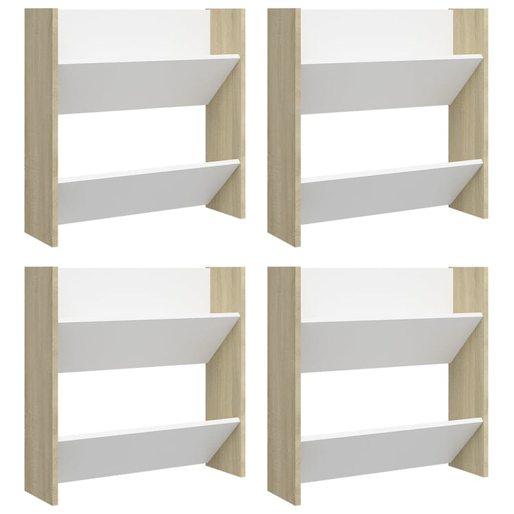 Armoires de chaussures murales vidaxl 4 ST 60x18x60 cm Bois blanc sonoma chêne