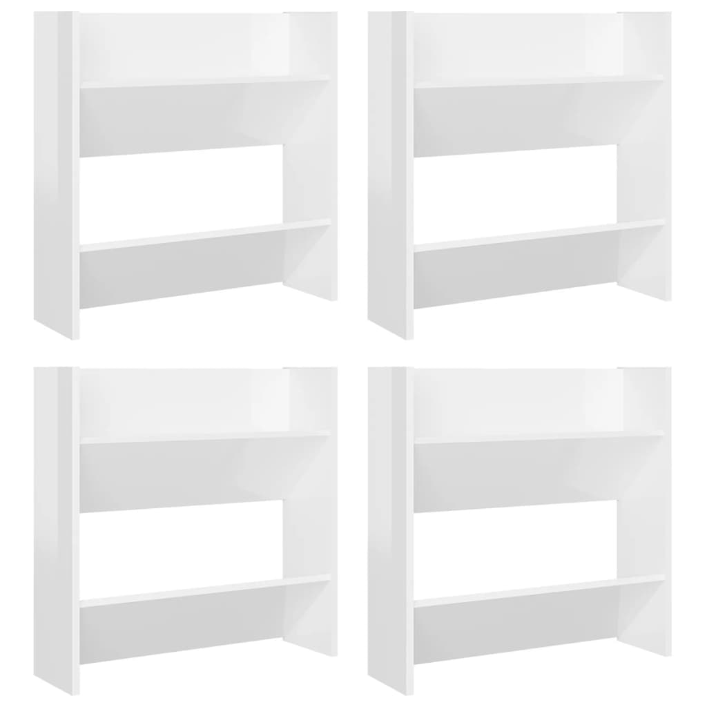 Armoires à chaussures murales vidaxl 4 ST 60x18x60 cm Bois de bois de haut niveau blanc