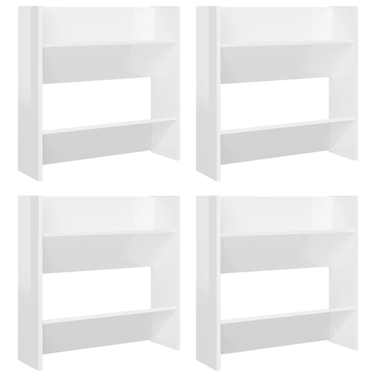 Armoires à chaussures murales vidaxl 4 ST 60x18x60 cm Bois de bois de haut niveau blanc