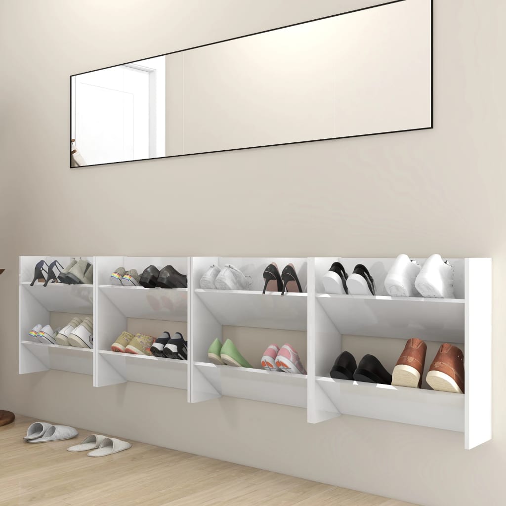 Armoires à chaussures murales vidaxl 4 ST 60x18x60 cm Bois de bois de haut niveau blanc