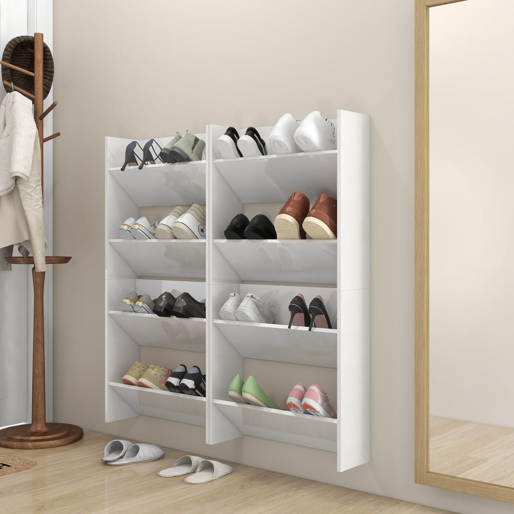 Armoires à chaussures murales vidaxl 4 ST 60x18x60 cm Bois de bois de haut niveau blanc