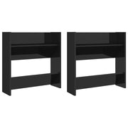 Armoires à chaussures murales vidaxl 2 ST 60x18x60 cm en bois haut brillant noir - afbeelding 2