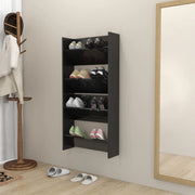 Armoires à chaussures murales vidaxl 2 ST 60x18x60 cm en bois haut brillant noir - afbeelding 3