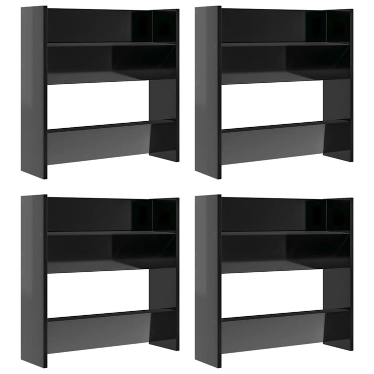 Armoires à chaussures murales vidaxl 4 ST 60x18x60 cm en bois haut brillant noir