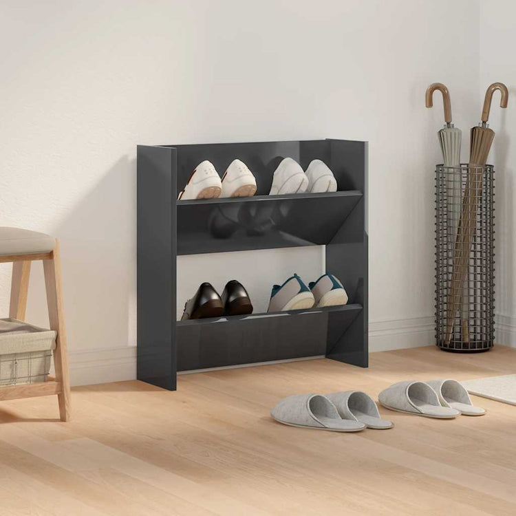 Armoire à chaussures murales vidaxl 60x18x60 cm en bois de bois haute gris brillant