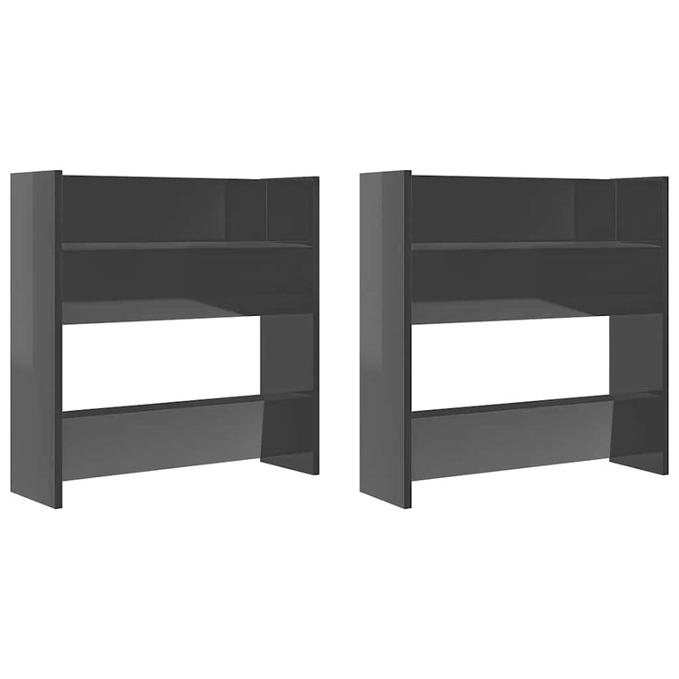 Armoires à chaussures murales vidaxl 2 ST 60x18x60 cm en bois haut gris brillant