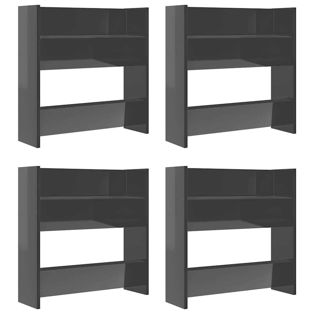 Armoires à chaussures murales vidaxl 4 ST 60x18x60 cm en bois haut gris brillant